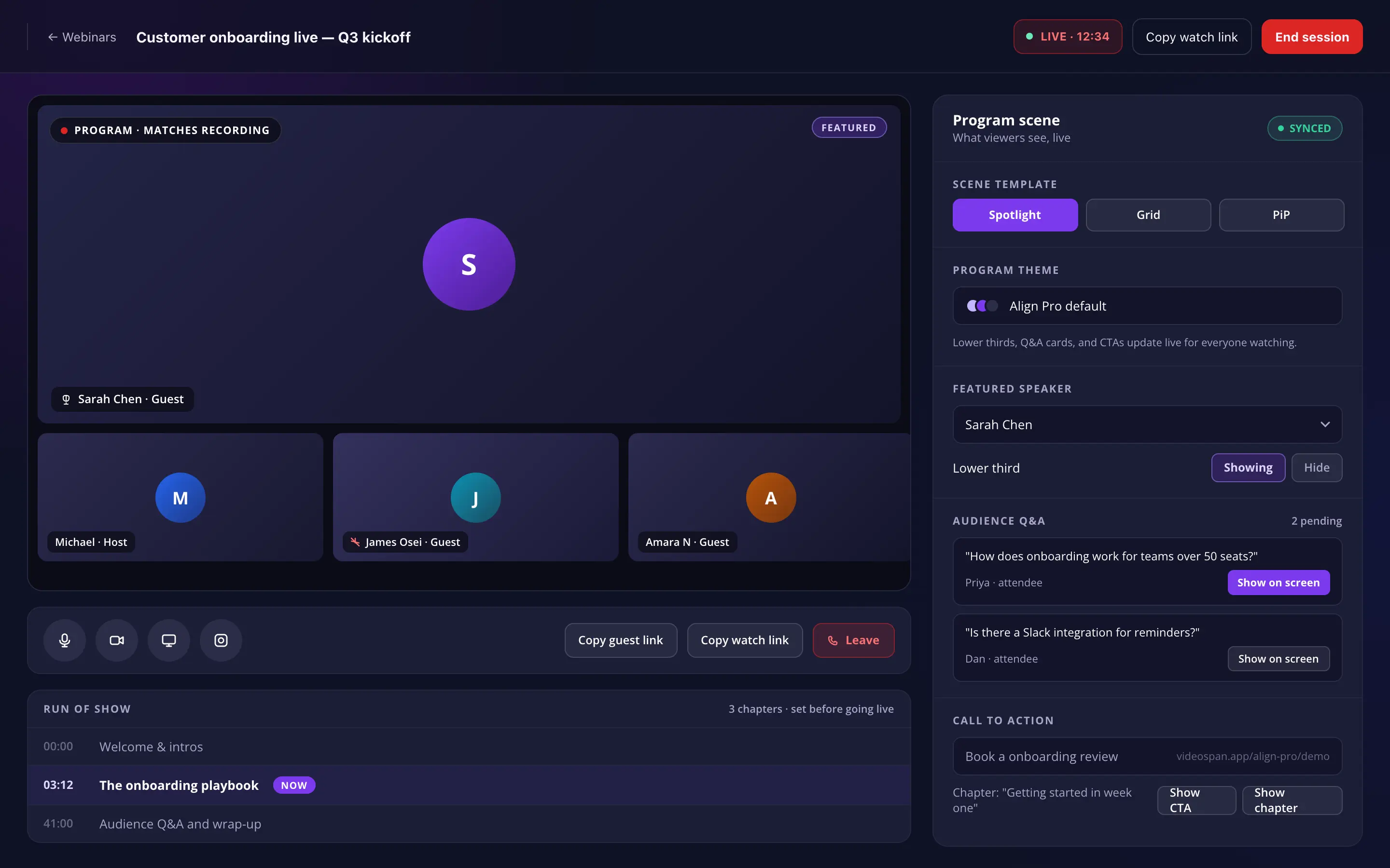 Videospan V3 webinar studio
